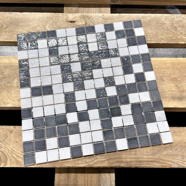 Grijs Mozaiek Uni Tegels Briare Hasard AG04-AG36 2,5x2,5 Mozaïek 34,6x34,6cm